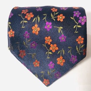 Altea Milano 100% Silk Blue Floral Flower Mens Tie